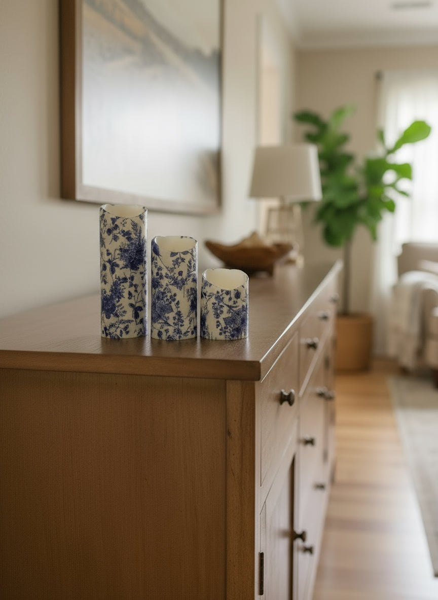 Decoupaged LED candles - Set of 3