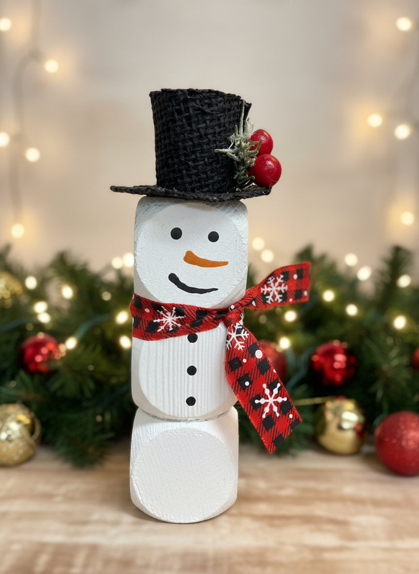 Wooden Block Snowman