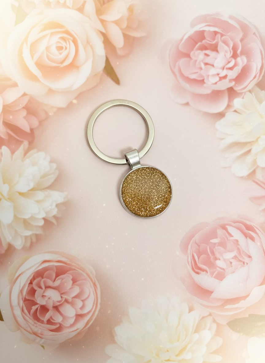 Handmade Gold Glitter Resin Keyring ✨