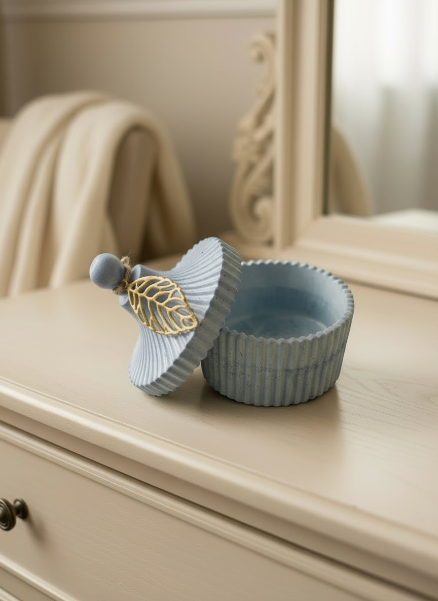 Pastel blue trinket jar
