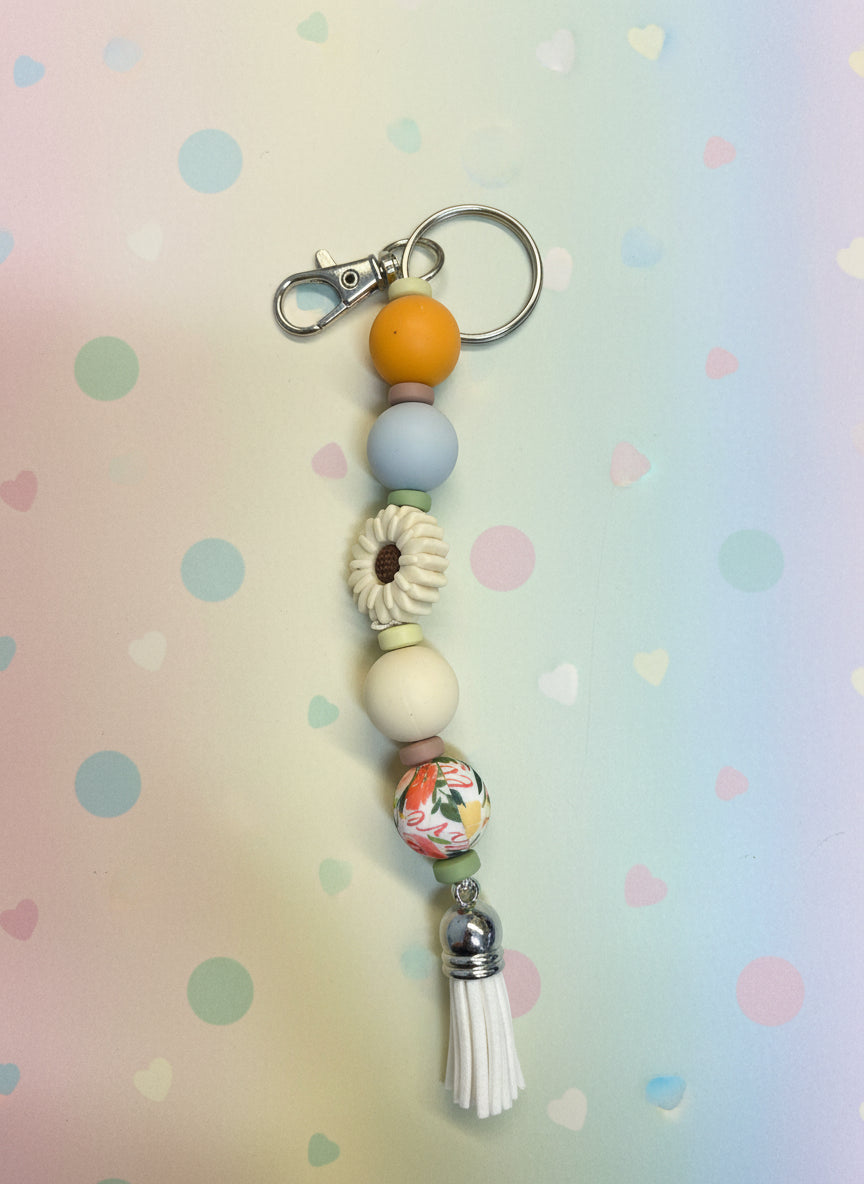 Boho Floral Silicone Bead Keychain