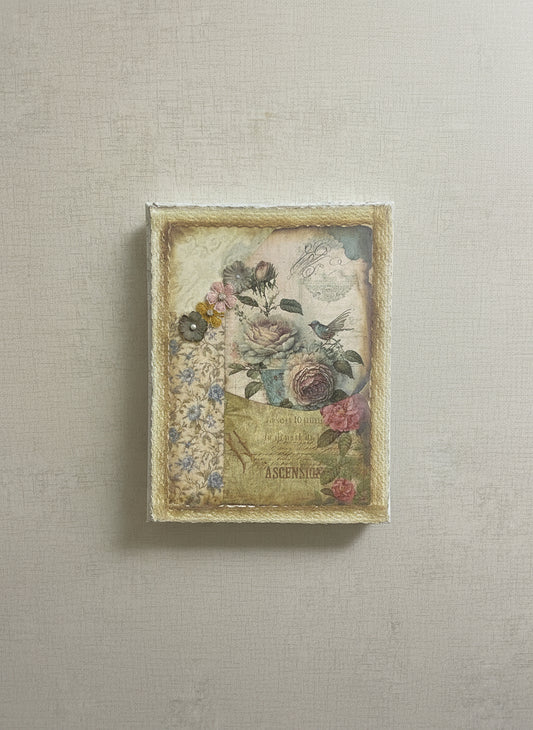Vintage-Inspired floral & bird motif wood picture