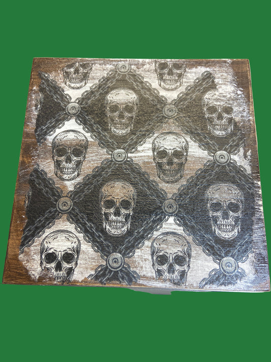 Halloween Shelf Sitter-Skulls & Happy Halloween Shelf Sitter 5x5 (double sided)