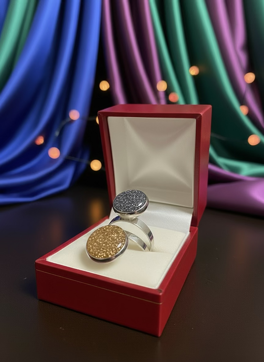 Dual Bezel Sparkling Resin Ring (adjustable size) with box