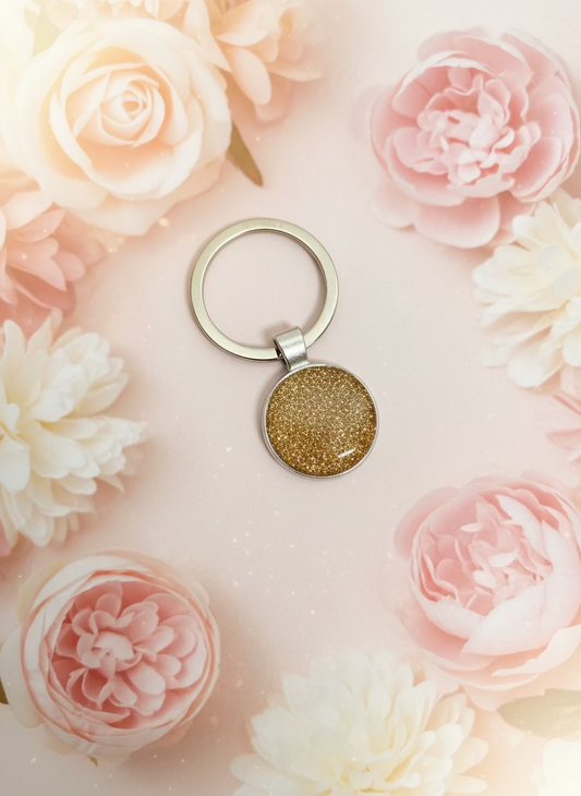 Handmade Gold Glitter Resin  Keyring ✨