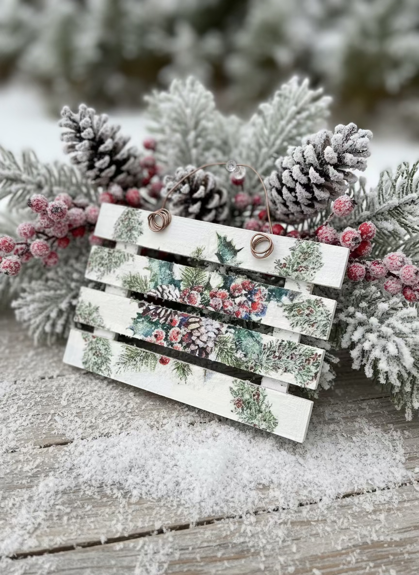 🎄 Handmade Mini Wood Slat Ornaments