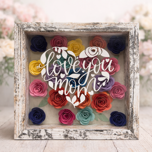 8x8 Handmade Rolled Flower Shadow Box Frame