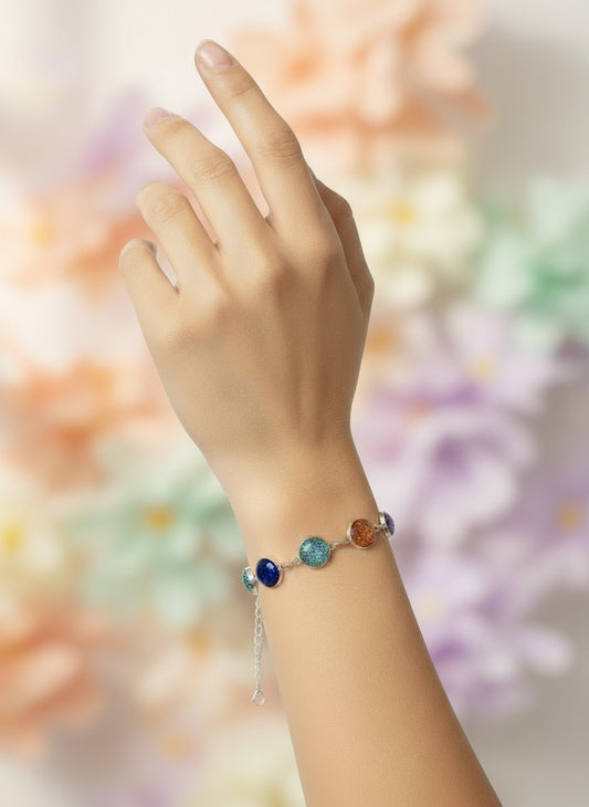 6 Round Rainbow Sparkle Resin Bracelet 🌈✨