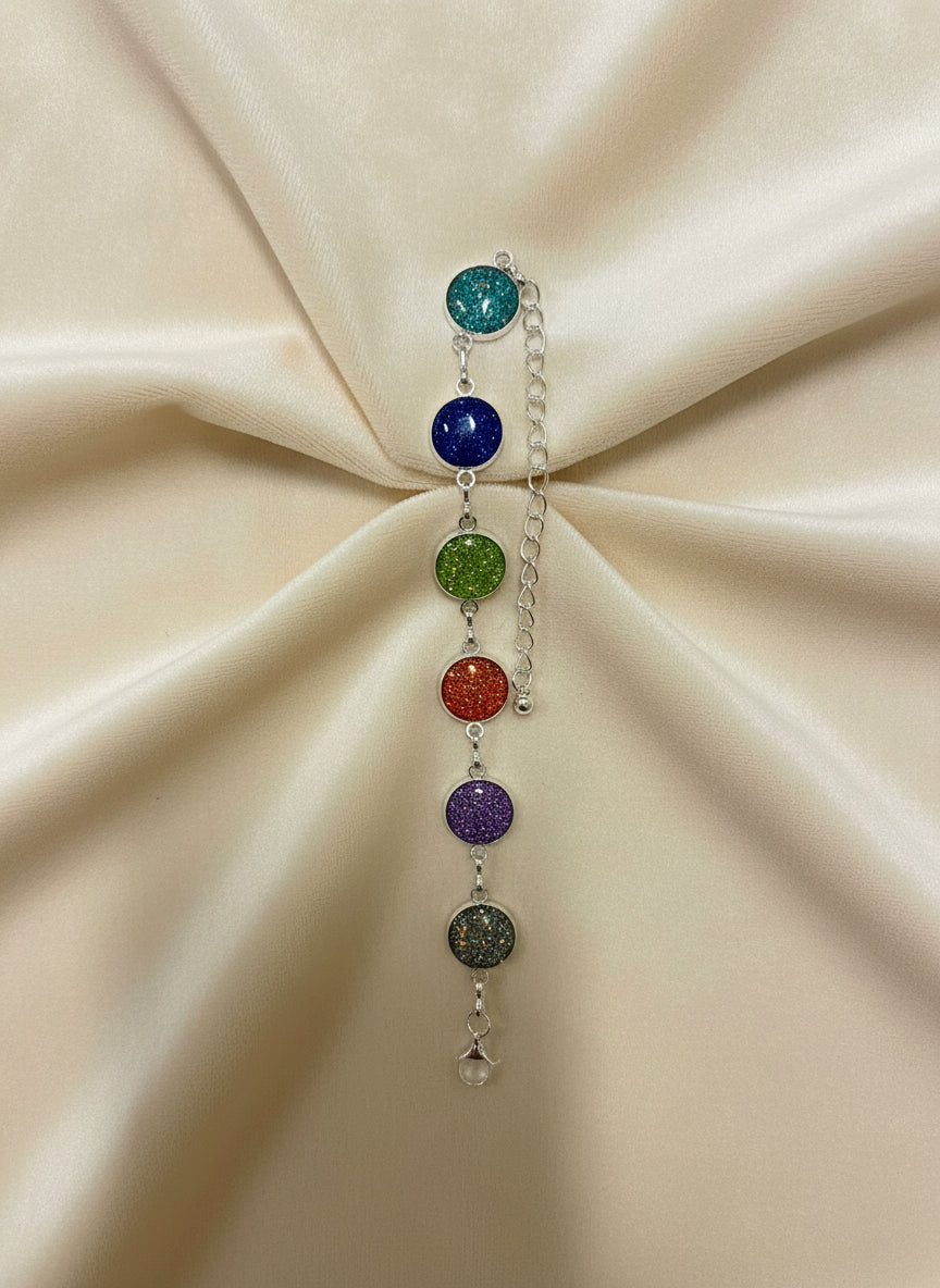 6 Round Rainbow Sparkle Resin Bracelet 🌈✨
